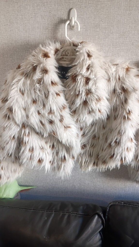 "Say What" NYC Leopard Faux Fur jacket/coat.
