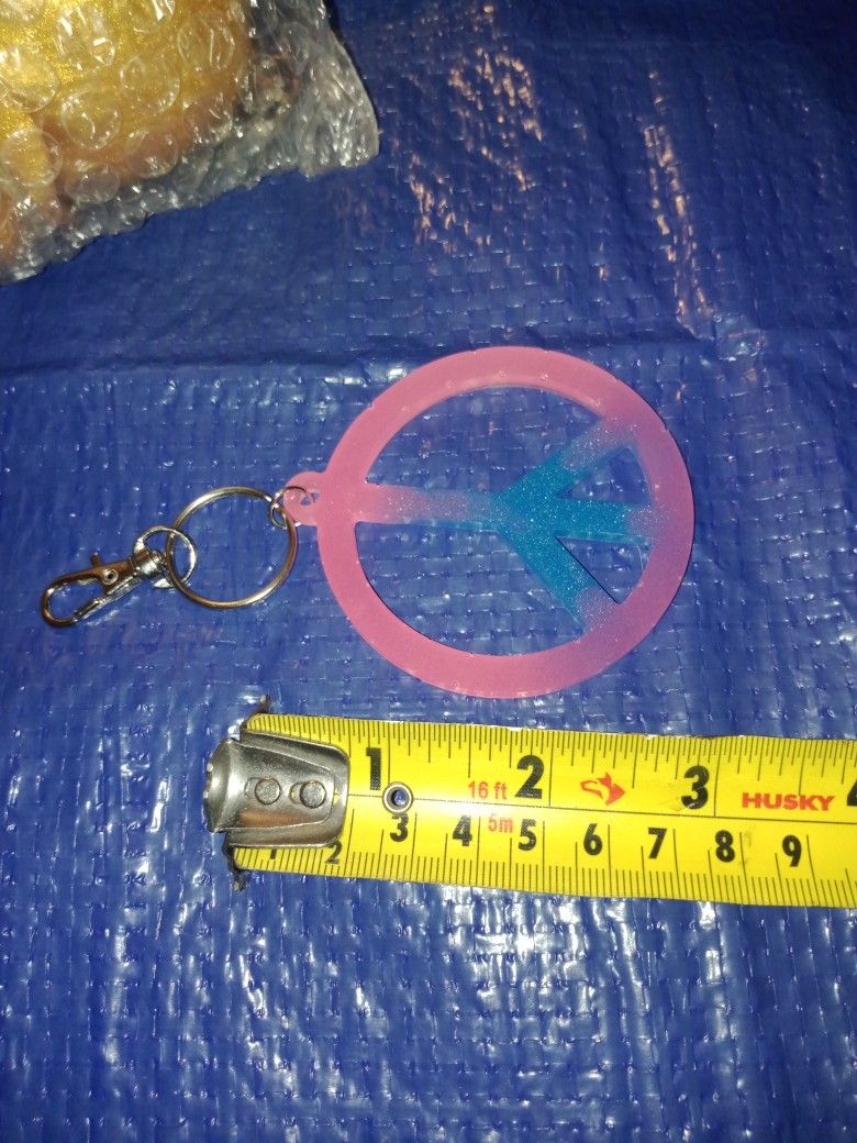 Hand Crafted Resin Peace Sign Key Chain