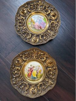 Vintage Heavy Brass and porcelain Decor