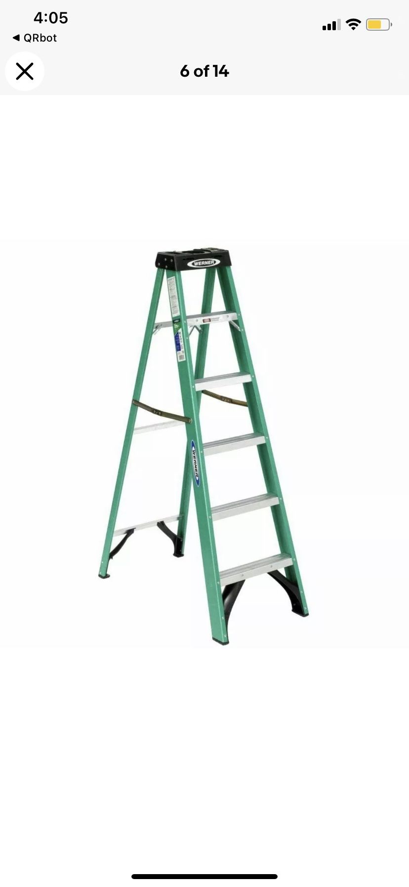 Werner FS200 Fiberglass 6-ft TYPE 2 225lbs capacity Step Ladder NEW