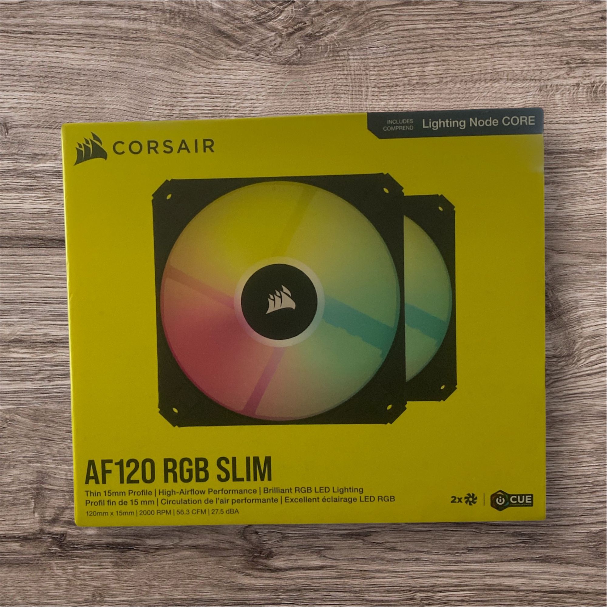 Corsair AF SLIM, AF120 RGB SLIM, 120mmx15mm Fluid Dynamic RGB fan, DUAL