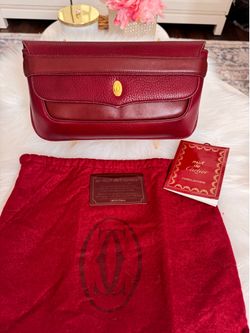Preloved Vintage Must de Cartier Bordeaux Leather Clutch Bag