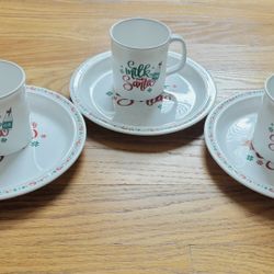 6 Milk & Cookies For Santa Mugs & Plates 
