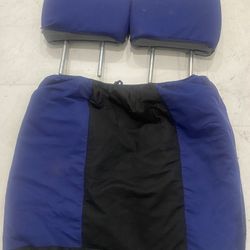 Blue and Black Car Seat Covers and Headrests