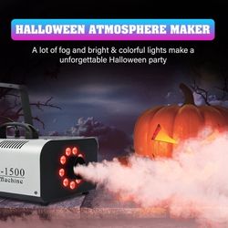 1500W 9 LED Fog Machine RGB 3IN1 Fogger Smoke Maker with Wireless Remote Controller