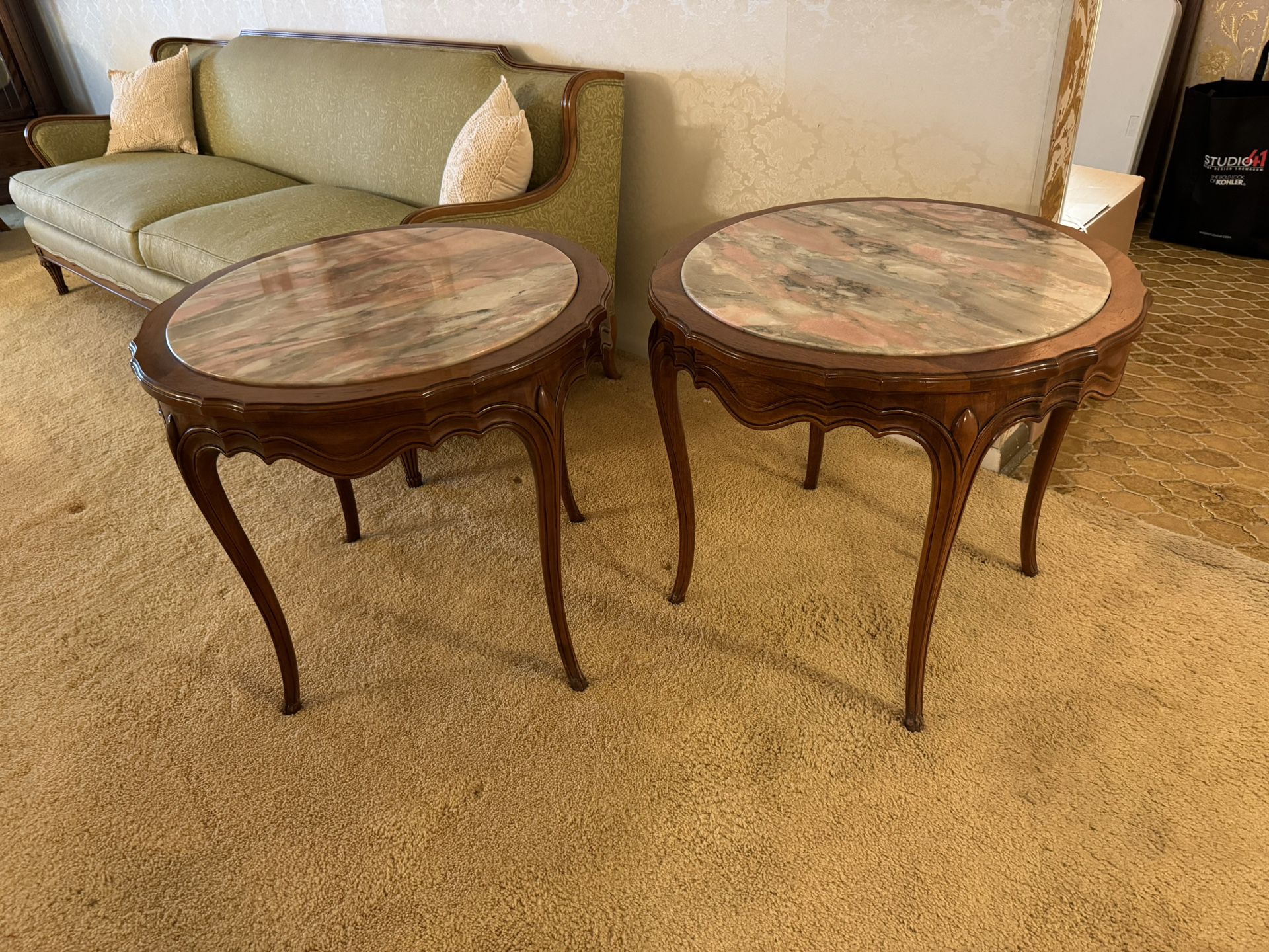 Antique French Provincial Round End Tables