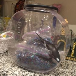 Betta Fish Bowl With Rocks And Decoration. 