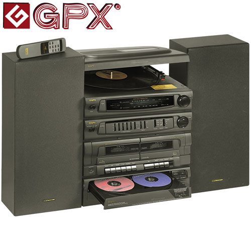 BRAND NEW IN BOX 1999 GPX S7799 Home Music System  - Turntable, Dual Cassette Recorder, 3 CD, 3 band graphic equalizer, speakers, remote