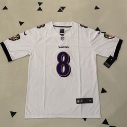 Baltimore Ravens #8 Lamar Jackson Stitched White Jersey, S To 3XL,NWT