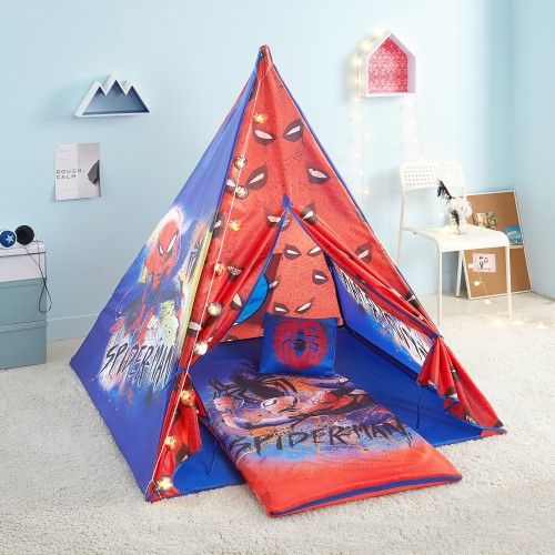 Marvel Spider Man 4 Piece Kids Slumber Teepee Tent Set