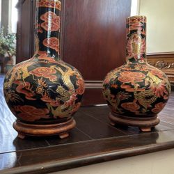 $40 for both Antique Dragon Chinese Vase (15” Tall) Or $20 Each