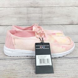 NEW Hey Dude Women's Wendy Tie Dye Lemon Ombe Pink Comfortable Loafers Shoes