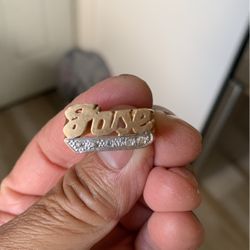 Ring 14 K Gold With Small Diamonds 