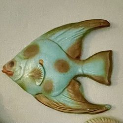 Vintage Turquoise Chalk Fish 