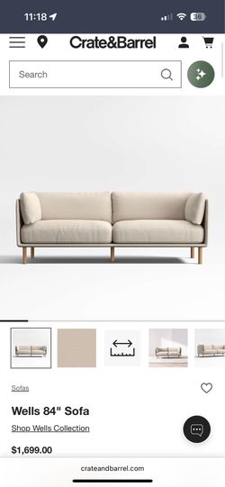 Crate & Barrel Wells 84” Sofa — $550