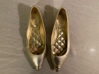Michael Kors Gold Metallic Pointed Toe Ballet Flats - Size 9