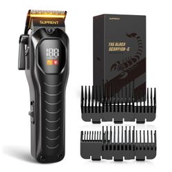 SUPRENT Men's Hair Clipper, Rechargeable Cordless Hair Cutting Kit with LED Display, Black, for Home & Barber Use