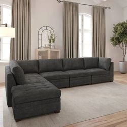Thomasville Tisdale Modular Sectional 6-piece Dark Gray with Storage Ottoman