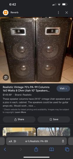 Realistic Pa 99 Speakers