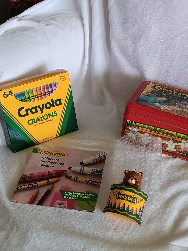 Vintage 90s Crayola Crayons Holiday Tin