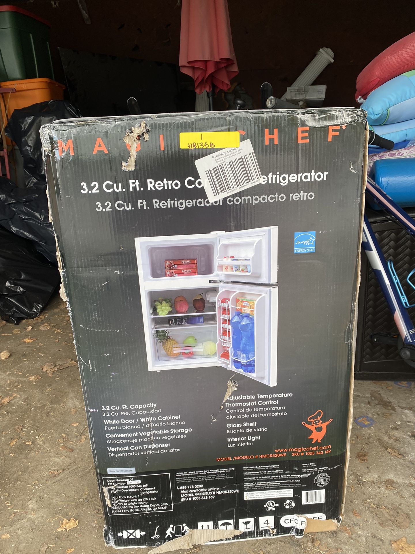 3.2 Cu Ft Retro Refrigerator Freezer
