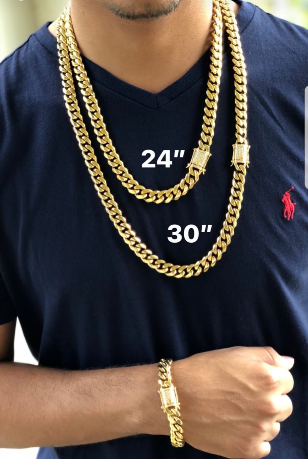 Diamond Cuban Set 12MM Gold Plated 14K Doesn’t Loses color