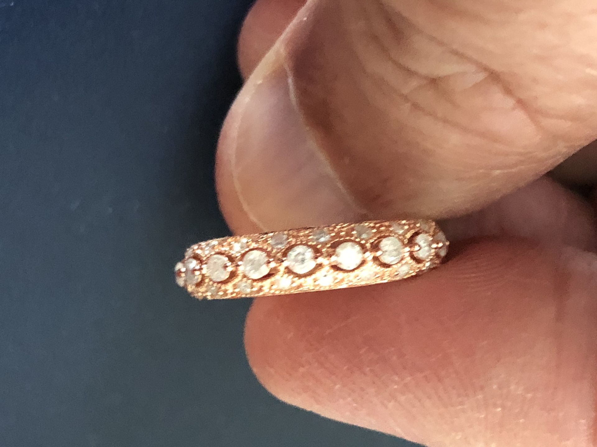 18kt Rose Gold Over Sterling Silver Half Carats Natural White Diamonds Ring Size 6.5