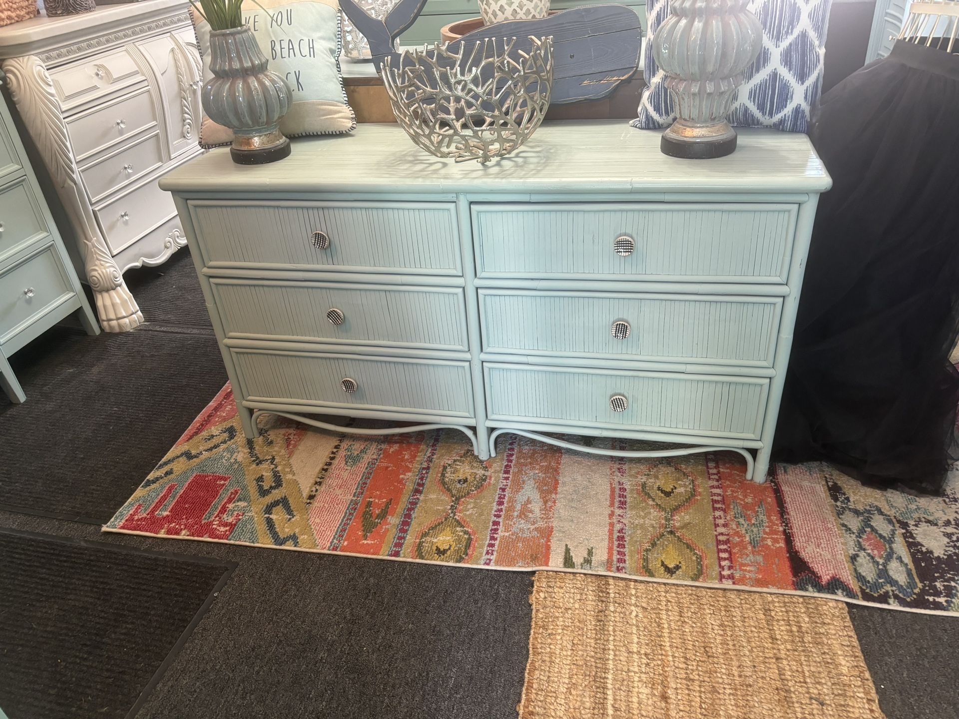 Bluish Dresser With Decorative Knobs @ Picky Pinchers Furniture 5280 Seminole Blvd. St. Petersburg, Fl