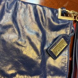 Badgley Mischka Leather Hobo Bag - Blue Color, Gold Hardware 