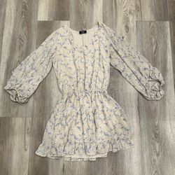 Vici Blue Floral Long Sleeve Mini Dress