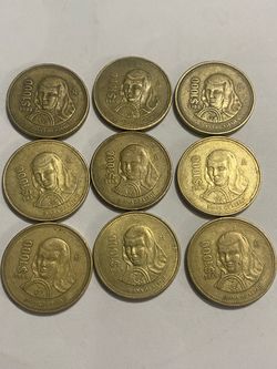tengo 17 monedas, pido $15 por cada una de colección precio firme Mexico $1000 Pesos Bronze Coin Juana De Asbaje