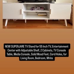 SUPERJARE TV Stand for 55 Inch TV, 