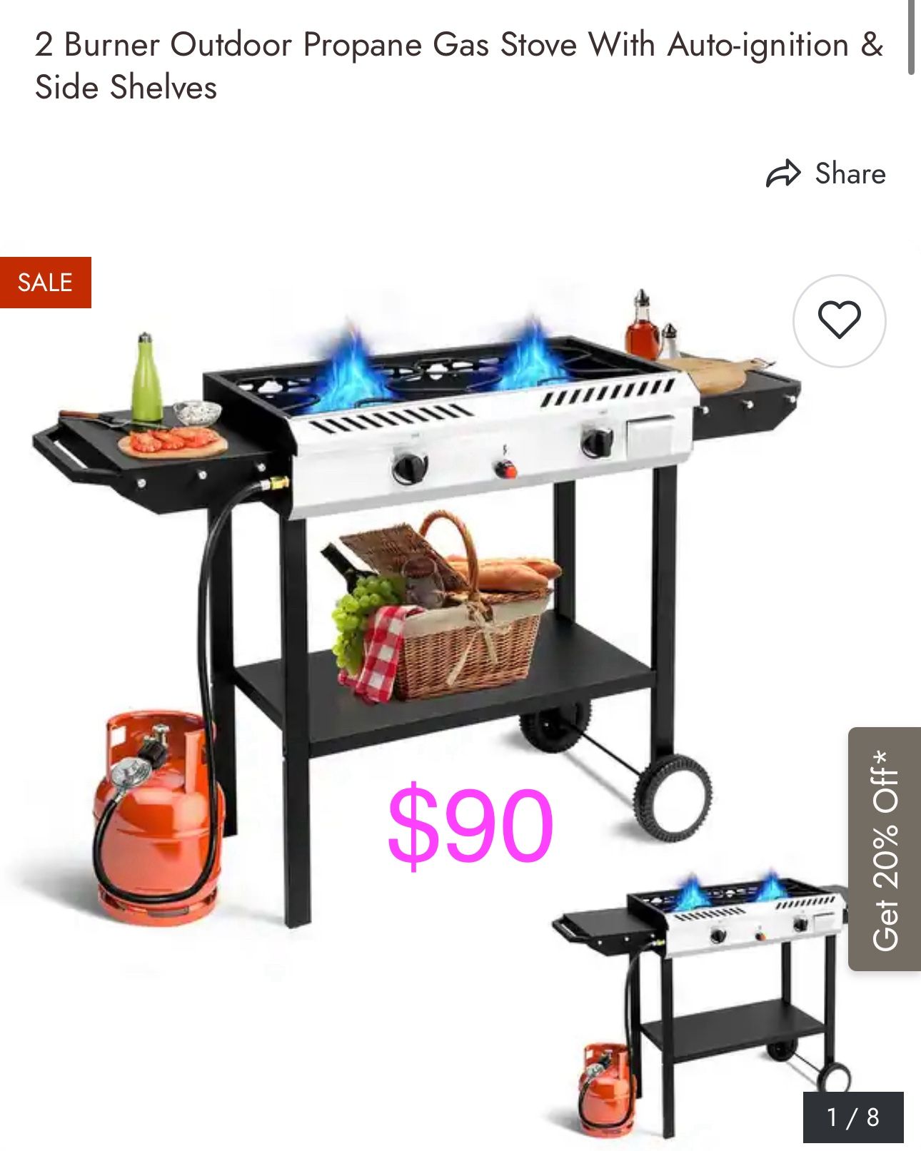 2 Burner Outdoor Propane Gas Stove