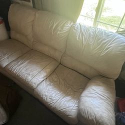 Leather Cream Color Sectional  With 2 Reclining  Seats $100