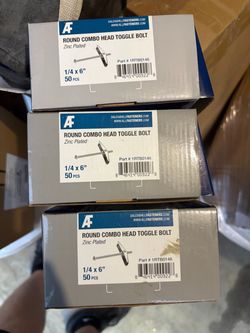 All Fasteners Round Combo Head Toggle Bolts 1/4x6" – 3 Boxes