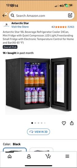 Antarctic Star 18L Beverage Refrigerator Cooler 24Can, Mini Fridge with Quiet Compressor, LED Light,Freestanding Small Fridge with Electronic Temp