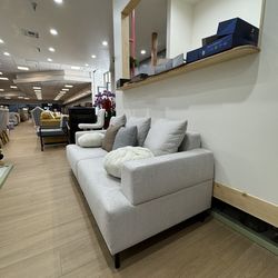 Fabric sofa samples in the store