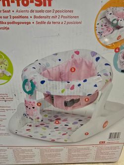 Bright Starts Learn-to-Sit 2-Position Baby Floor Seat with Toys, Pink, 4-12 Months