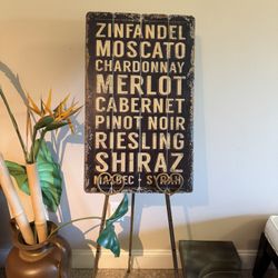 Black Distressed Wine Sign