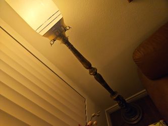 Vintage Brass Torchiere Floor Lamp with Shade