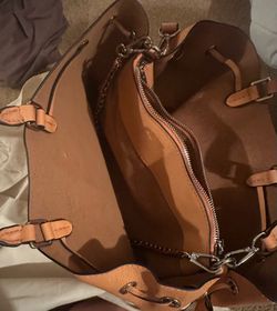 Tan Leather Shoulder Bag with Chain Strap