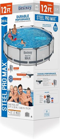12ft x 30in Swimming Pool +Pump and Filter ❗️ Metal Frame