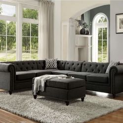 Aurelia II Sectional Sofa & Ottoman- 114"L X 90"W X 29"H