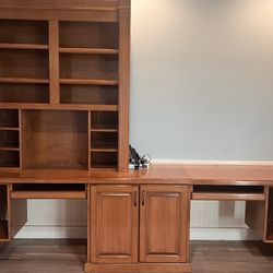 Custom Double Desk With Printer Cabinet