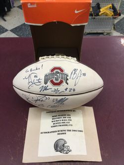 AUTOGRAPHED OSU FOOTBALL 2004-2005 SEASON OHIO STATE UNIVERSITY BUCKEYES MEMORABILIA 