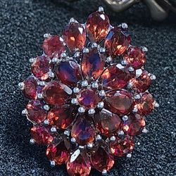 Vintage Sterling Garnet Ring, Size 7