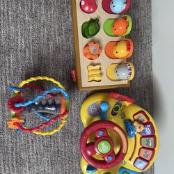 Fisher Price Hide And Peek Pop-up, Vtech Turn driver, Spiroholder