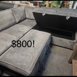 New 90x90 Sleeper Sectional Couch With Storage/ Free Delivery  