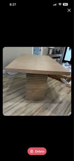 Light Wood Square Dining Table Pedestal Base