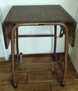 Vintage Mid-Century Rolling Drop-Leaf Table / Bar Cart/LA Tag
